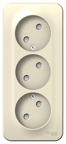 Systeme Electric Blanca наруж Молочная Розетка 3-ая б/з со шторками 16А, 250В, изолир. пластина