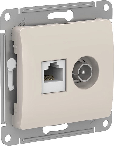 Systeme Electric Glossa Молочный Розетка двойная TV + компьютерная RJ45, кат. 5Е