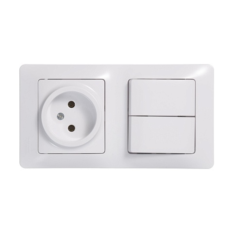 Systeme Electric Glossa Бел Блок: розетка и 2-кл. выключатель