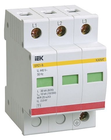 IEK KARAT Ограничитель имп. перенапр. ОПС1-B 3Р In=30kA Un=400B Im=60kA
