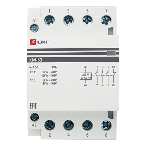 EKF PROxima Контактор модульный КМ 63А 3NО+NC (3 мод.)