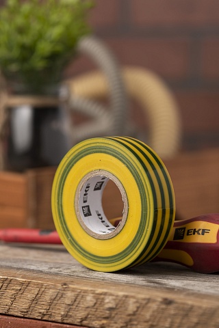 EKF PROxima Изолента ПВХ желто-зеленая 19мм 20м серии SafeFlex