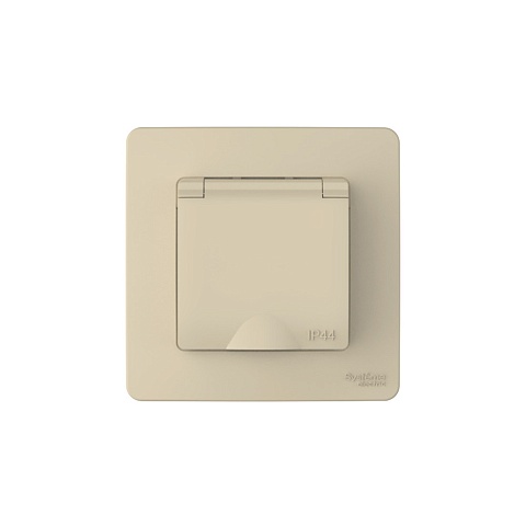 Systeme Electric Blanca внутр Беж Розетка с/з IP44 со шторками, с крышкой, 16А, 250В