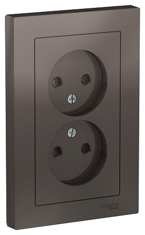 Systeme Electric AtlasDesign Мокко Розетка б/з двойная, со шторками,16А, в сборе