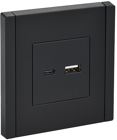 IEK FORTE&PIANO Черный Розетка USB A+C 18Вт FP151