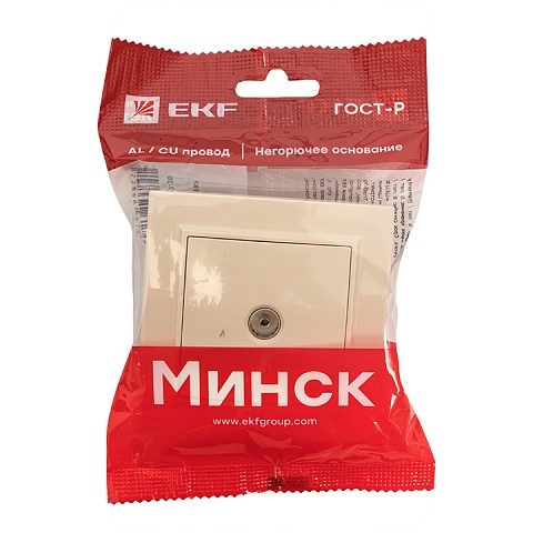 EKF Basic Минск Бежевый Розетка TV, 75Ом, 5-862МГц, СП