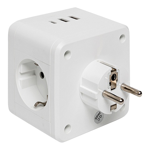 EKF PROxima Тройник "Куб" 2 гнезда 2USB 2,4А+Type C + Ночник