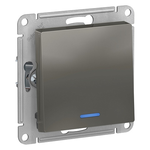Systeme Electric AtlasDesign Сталь Выключатель 1-клавишный с подсветкой, сх.1а, 10АХ, механизм
