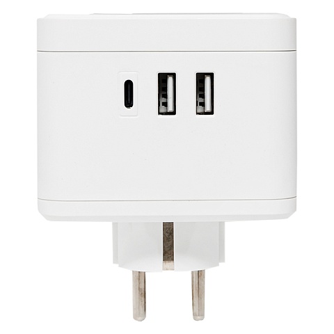 EKF PROxima Тройник "Куб" 2 гнезда 2USB 2,4А+Type C + Ночник