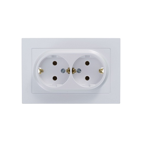 Systeme Electric AtlasDesign Жемчуг Розетка с/з двойная, 16А, в сборе