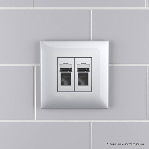 DKC Компьютерная розетка RJ-45 в стену, кат.5e двойная, "Avanti","Закаленная сталь"