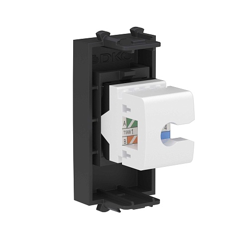 DKC Компьютерная розетка RJ-45 без шторки модульная, кат.5е, "Avanti", "Черный матовый", 1 модуль