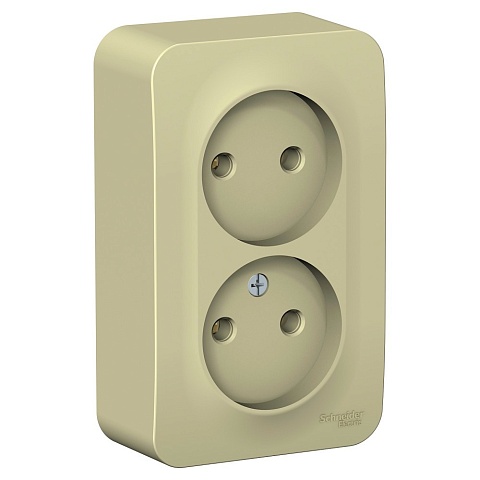 Systeme Electric Blanca наруж Беж Розетка 2-ая б/з без шторок, изолир. пластина 16А, 250В