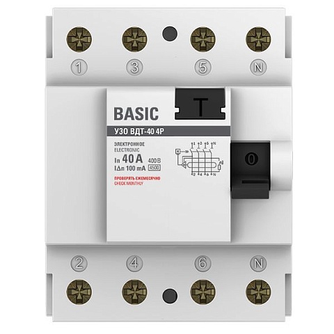 EKF Basic ВДT-40  УЗО 4P 40А/100мА (AC) электронное