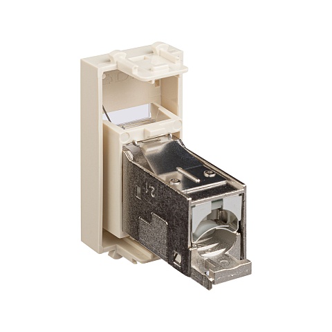 DKC Компьютерная розетка RJ-45 модульная, кат.5е экранированная, "Avanti","Ванильная дымка", 1 модуль