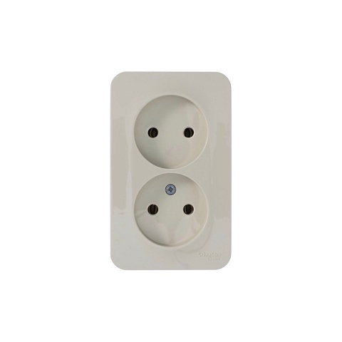 Systeme Electric Blanca наруж Беж Розетка 2-ая б/з без шторок, изолир. пластина 16А, 250В