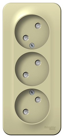 Systeme Electric Blanca наруж Беж Розетка 3-ая б/з со шторками, изолир. пластина 16А, 250В