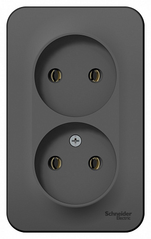 Systeme Electric Blanca наруж Антрацит Розетка 2-ая б/з без шторок, 16А, 250В