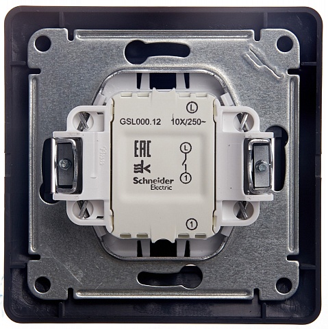 Systeme Electric Glossa Графит Выключатель 1-клавишный сх.1, 10AX (в сборе)