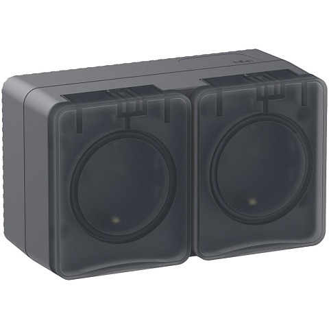 Systeme Electric AtlasDesign Profi54 Наруж Антрацит Розетка 2-ая с/з со шт., 16А 250B