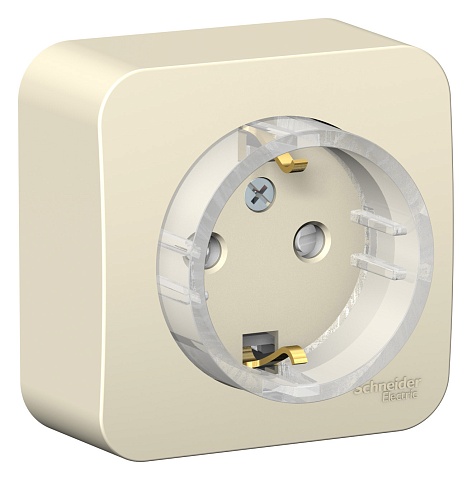 Systeme Electric Blanca наруж Молочная Розетка с/з со штор., (тонкая) 16А, 250В изолир. пластина