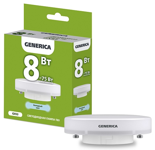 IEK GENERICA Лампа LED T80 таблетка 8Вт 230В 6500К GX53