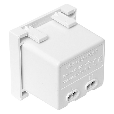 EKF Розетка USB A+C, 2.1А, 2 гнезда, без индикатора, белая