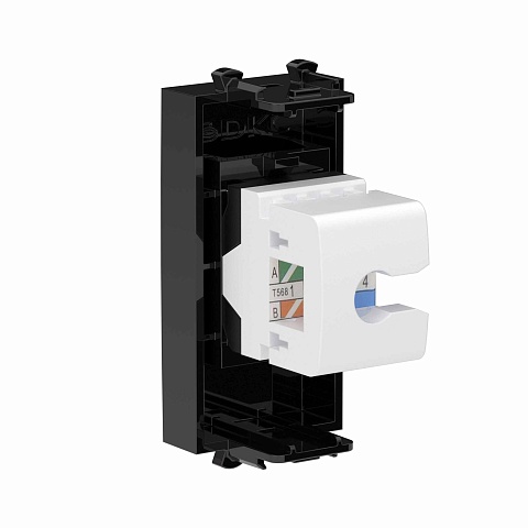 DKC Компьютерная розетка RJ-45 без шторки модульная, кат.6, "Avanti", "Черный квадрат", 1 модуль