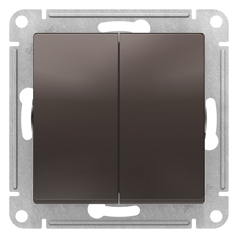 Systeme Electric AtlasDesign Мокко Выключатель 2-клавишный с самовозвратом, сх.2, 10А, механизм