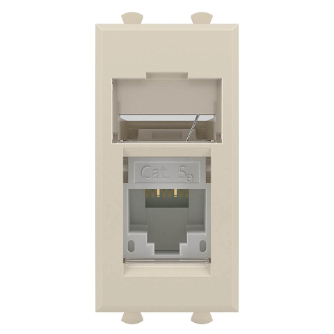 DKC Компьютерная розетка RJ-45 модульная, кат.5е, "Avanti", "Ванильная дымка", 1 модуль