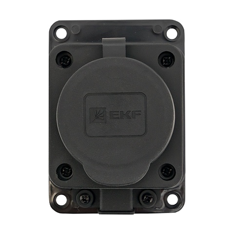 EKF Basic Розетка настенная с защитной крышкой каучуковая 230В 2P+PE 16A IP44