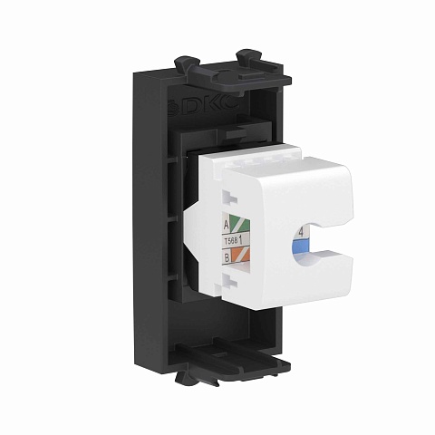 DKC Компьютерная розетка RJ-45 без шторки модульная ,кат.6, "Avanti", "Черный матовый", 1 модуль