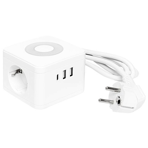 EKF PROxima Удлинитель "Куб" 2 гнезда 2USB 2,4А+Type C + Ночник 1,3 метра 1мм2