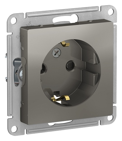 Systeme Electric AtlasDesign Сталь Розетка с/з со шторками, 16А, механизм