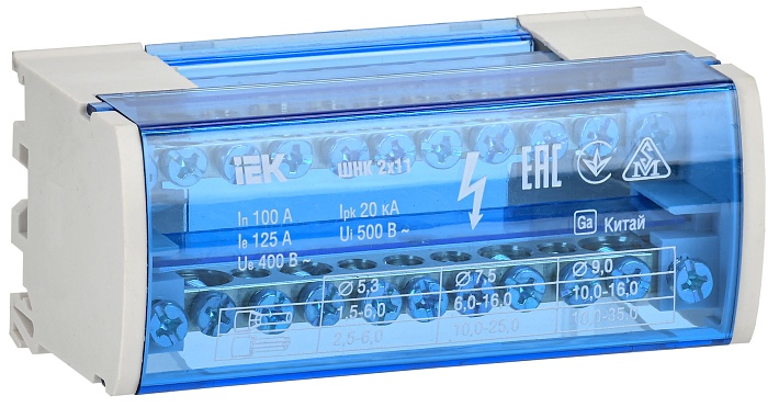 IEK Шины на DIN-рейку (кросс-модуль) ШНК 2х11 L+PEN
