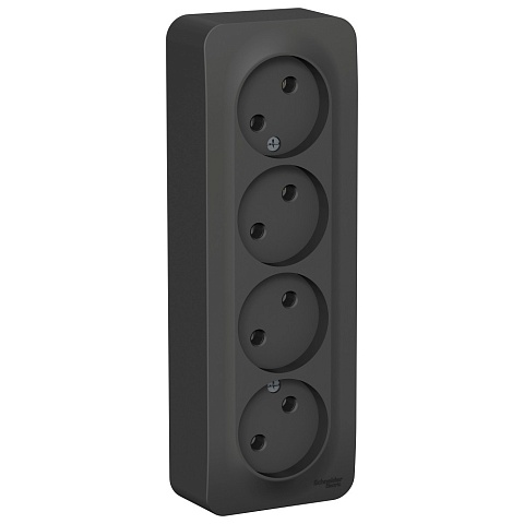 Systeme Electric Blanca наруж Антрацит Розетка 4-ая б/з без шторок 16А, 250В, изолир. пластина