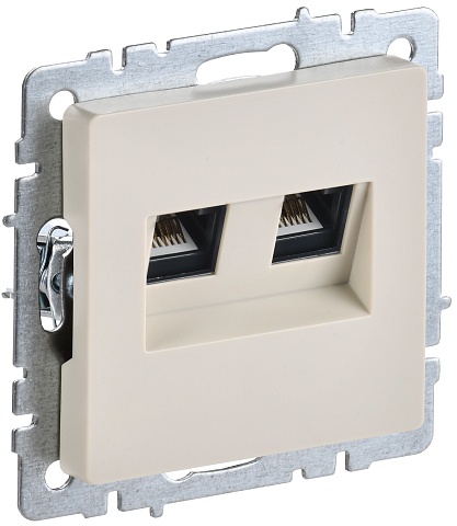 IEK BRITE BASE Бежевый Розетка комп двойная RJ45 кат.5E РК10-2-БрКр