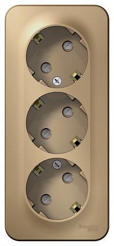 Systeme Electric Blanca наруж Титан Розетка 3-ая с/з со шторками 16А, 250В, изолир. пластина