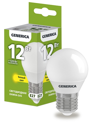 IEK GENERICA Лампа LED G45 шар 12Вт 230В 3000К E27