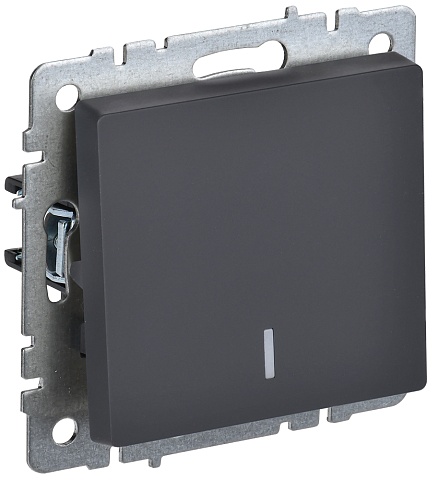 IEK BRITE BASE Графит Выключ. 1-кл. прох. с инд. 10А ВС10-1-7-БрГ