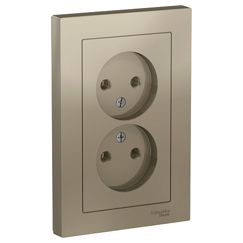 Systeme Electric AtlasDesign Шампань Розетка б/з двойная, 16А, в сборе