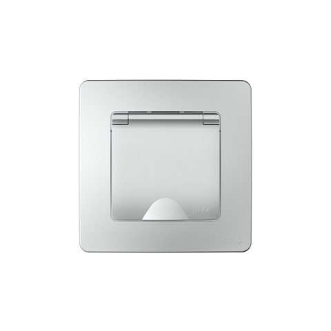 Systeme Electric Blanca внутр Алюминий Розетка с/з IP44 со шторками, с крышкой, 16А, 250В