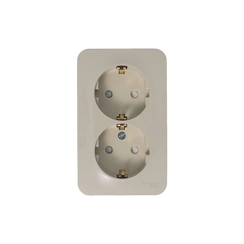 Systeme Electric Blanca наруж Беж Розетка 2-ая с/з со шторками, изолир. пластина 16А, 250В