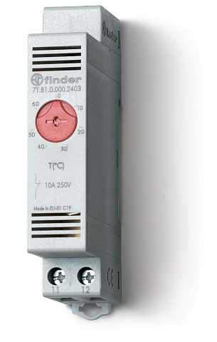 Finder Термостат щитовой для включения обогрева; 0…+60°C; 1NС 10A; модульный, ширина 17.5мм; IP20