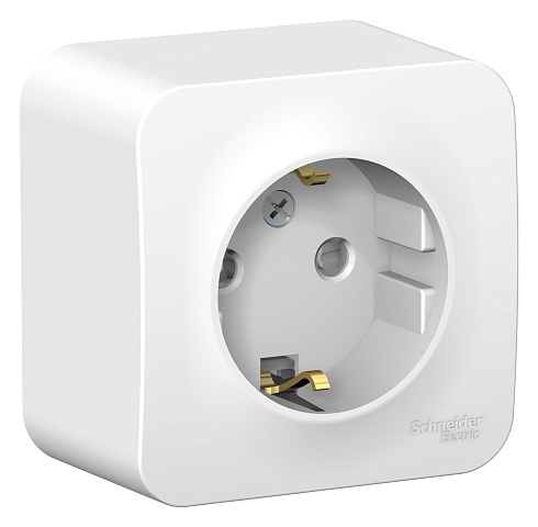 Systeme Electric Blanca наруж Бел Розетка с/з со шторками, 16А, 250В