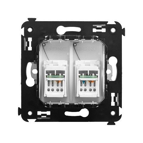 DKC Компьютерная розетка RJ-45 в стену, кат.5e двойная, "Avanti", "Белое облако"