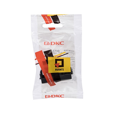 DKC Компьютерная розетка RJ-45 модульная, кат.6, "Avanti", "Черный матовый", 1 модуль