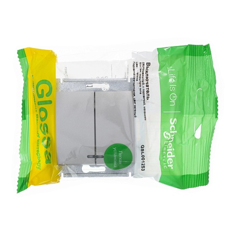 Systeme Electric Glossa Платина Выключатель 2-клавишный с подсветкой, сх.5а, 10AX