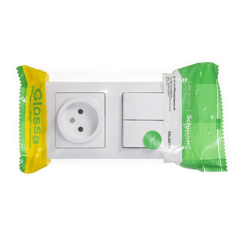 Systeme Electric Glossa Бел Блок: розетка и 2-кл. выключатель