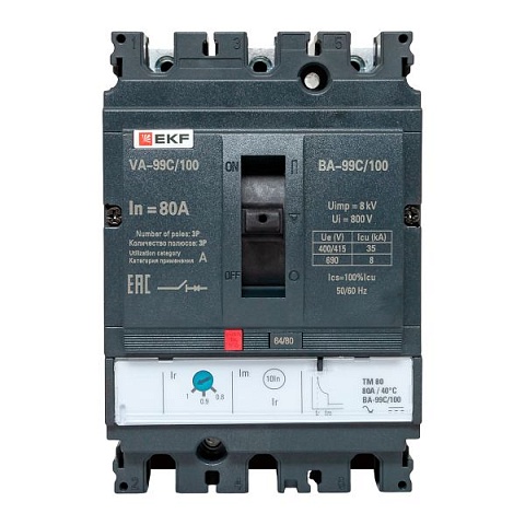 EKF PROxima Автоматический выключатель ВА-99C (Compact NS) 100/ 80А 3P 36кА